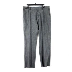 Banana Republic Wool Tailored Slim Fit Basket Weave Dress Pants 36/32 Gray Mid R